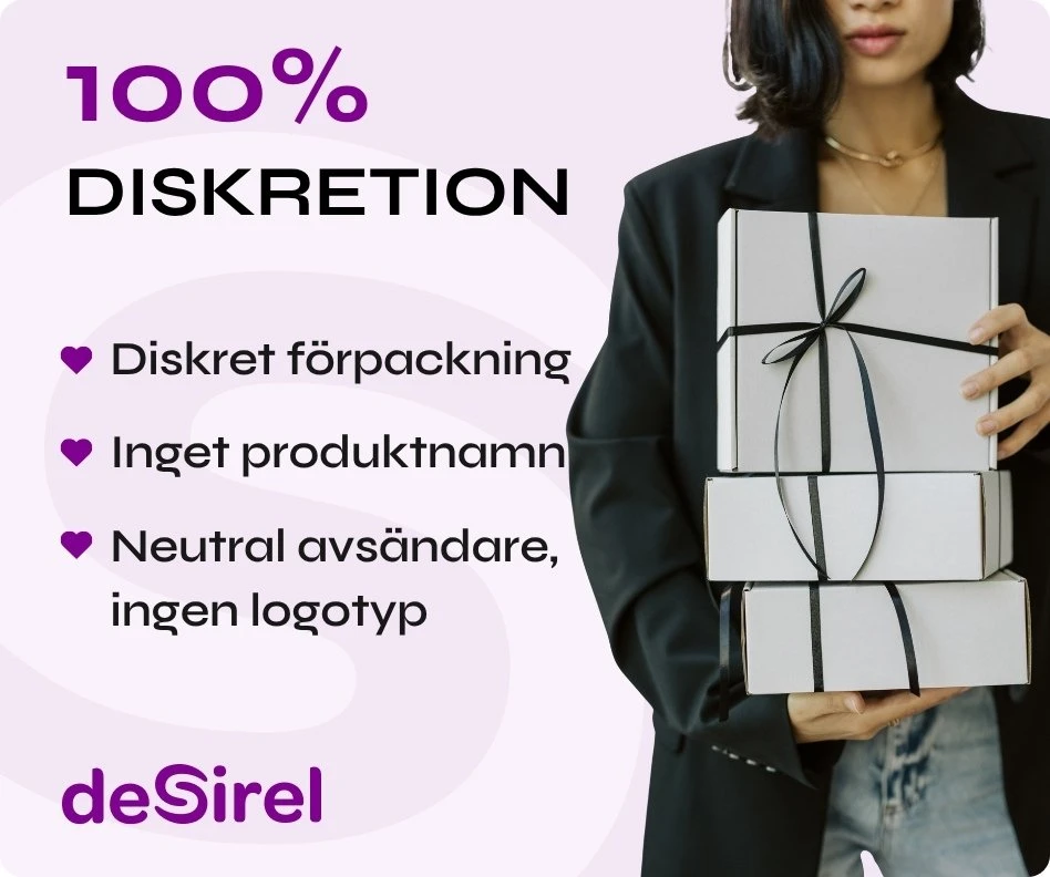 100 % diskret leverans, diskret förpackning – neutral avsändare, inget produktnamn, helt förseglat paket | Desirel Sex shop Sverige