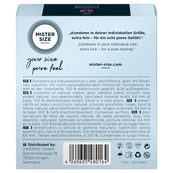 Mister Size - extra tunn kondom - 64mm - 3 st