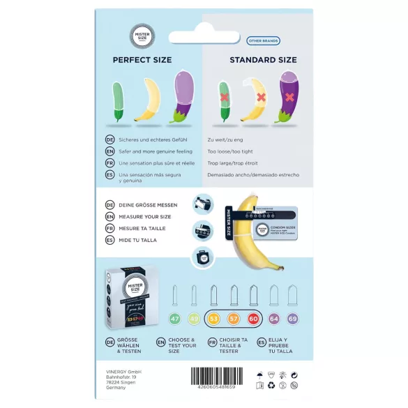 Mister Size - kondom testpaket med penisring - 3 st