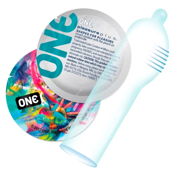 ONE Pleasure Plus - kondom med inre ribbor - 12 st