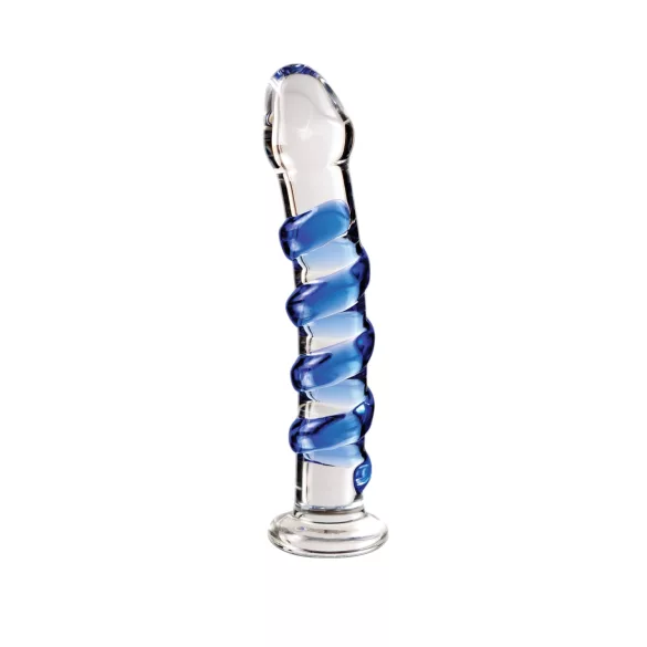 Icicles No. 5 - glasdildo spiral - transparent blå