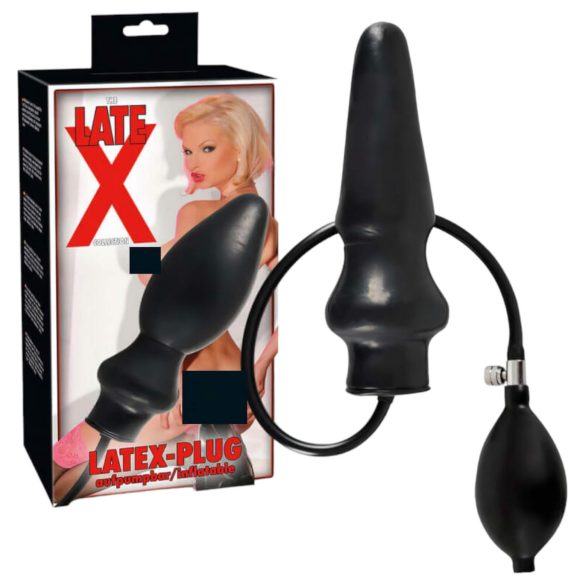 LATEX - uppblåsbar analplugg stor - svart