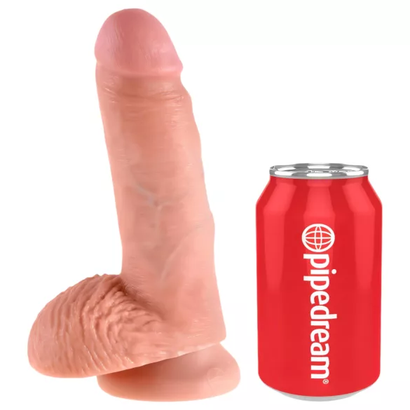 King Cock - dildo med pung - 18 cm - beige