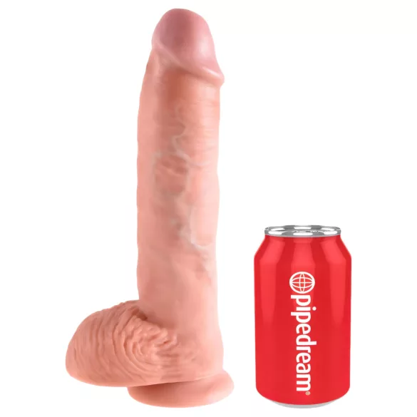 King Cock - dildo med pung - stor 25 cm - naturfärg