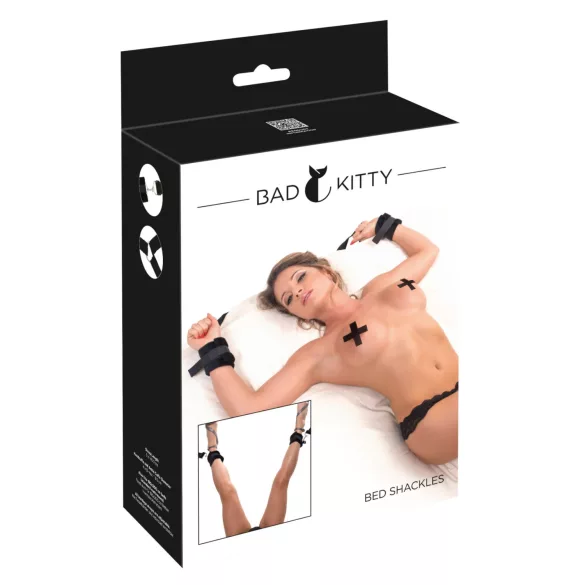 Bad Kitty - handfängsel och fotbojor set - plysch - sängfäste - 5 delar