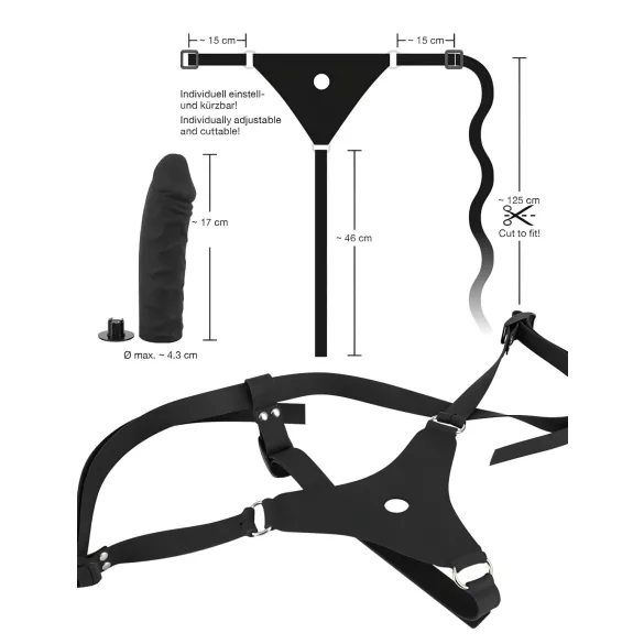 You2Toys - strap-on dildo - silikon - svart