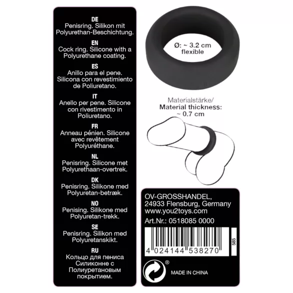 Black Velvets - penisring tjock vägg 3,2 cm - svart