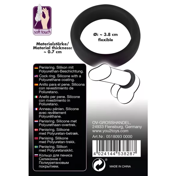 Black Velvets - penisring tjock vägg 3,8 cm - svart