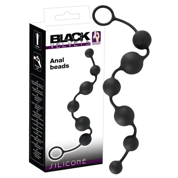 Black Velvet - 6-pärla analdildo (svart)