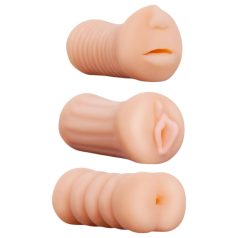   XXX To GO - masturbatorset 3-pack - vagina, mun, analöppning - mjuk silikon