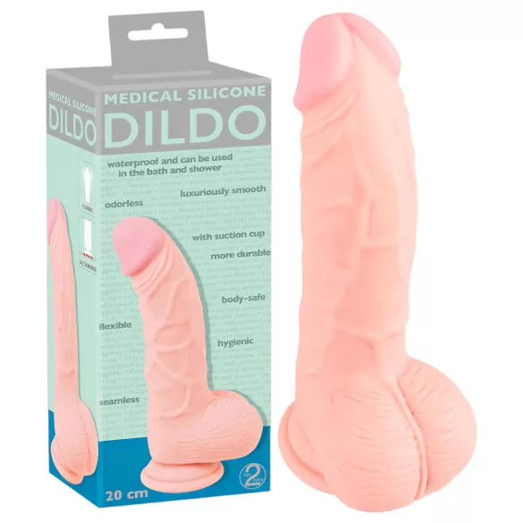 Medical - dildo i medicinsk silikon 20 cm - hudfärgad