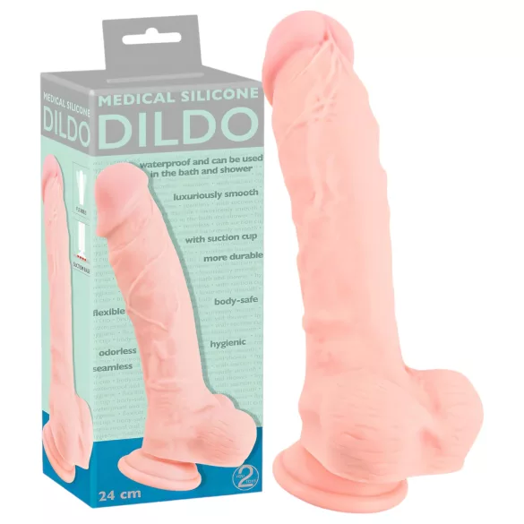 Medical - dildo i medicinskt silikon 24cm - natur