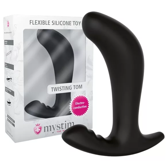 mystim - elektro analdildo - böjbar - svart