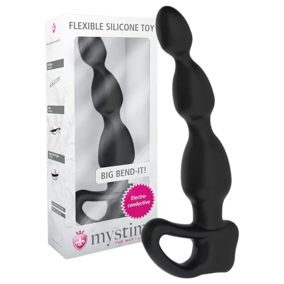 mystim - elektro analdildo med kulor - svart