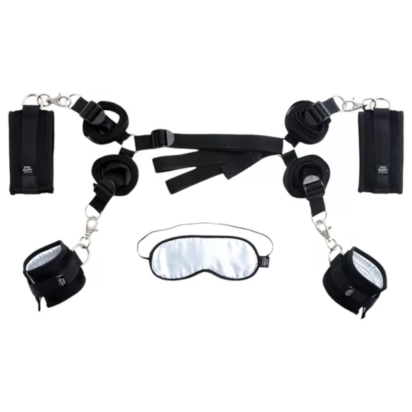 Fifty Shades of Grey - bondage set - handfängsel ögonbindel flogger grå