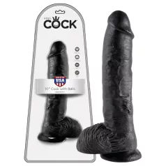 King Cock - dildo med pung - 25 cm - svart