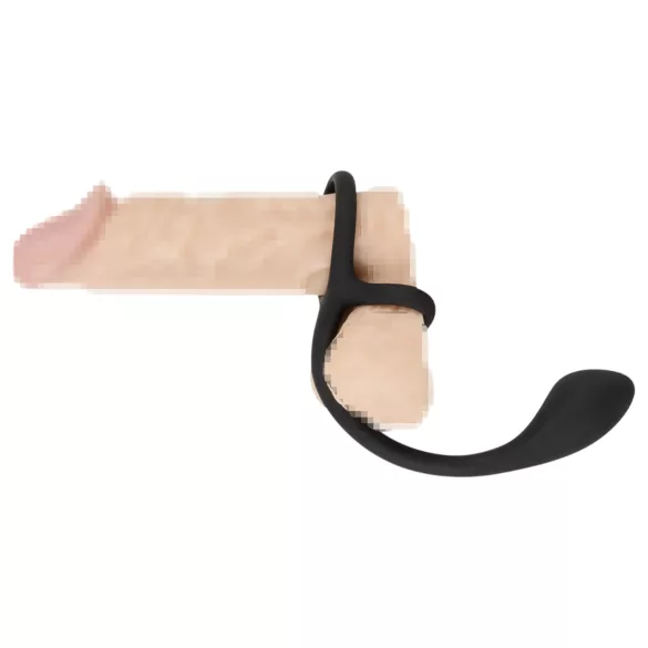 Black Velvets - analdildo med penis- och pungring - svart