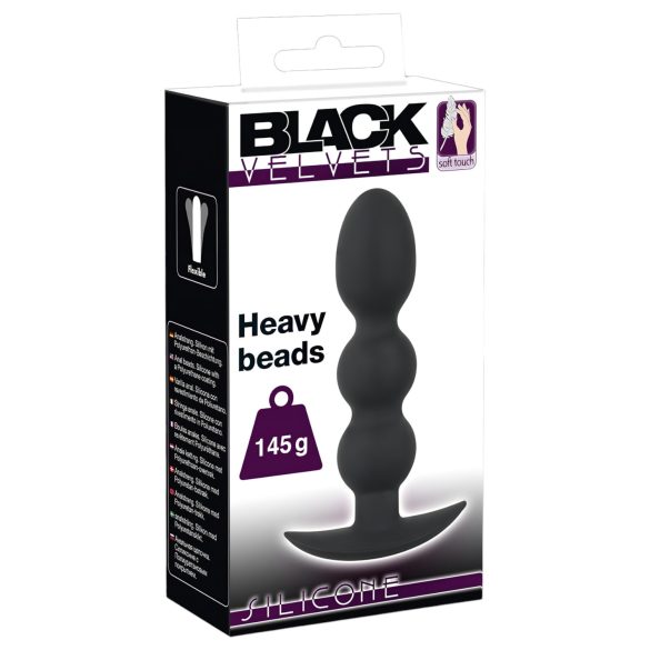 Black Velvets - analplug med kulor - tung 145g - svart