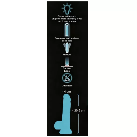You2Toys - dildo med sugkopp - självlysande - blå