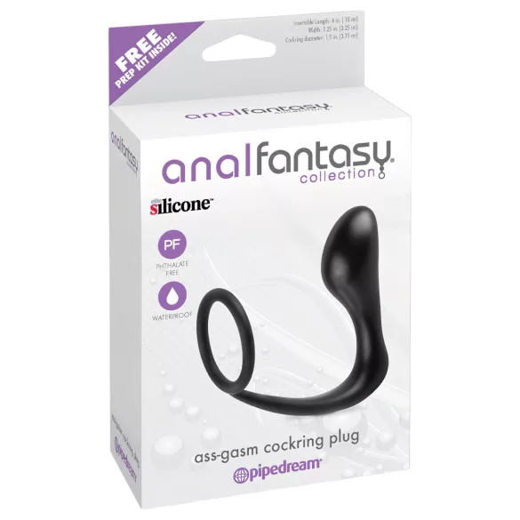 analfantasy - analplugg med penisring - svart