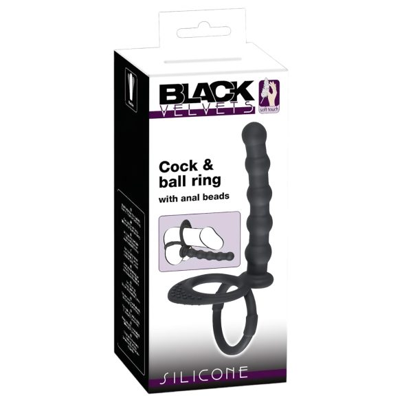 Black Velvets - penisring och analdildo - silikon svart