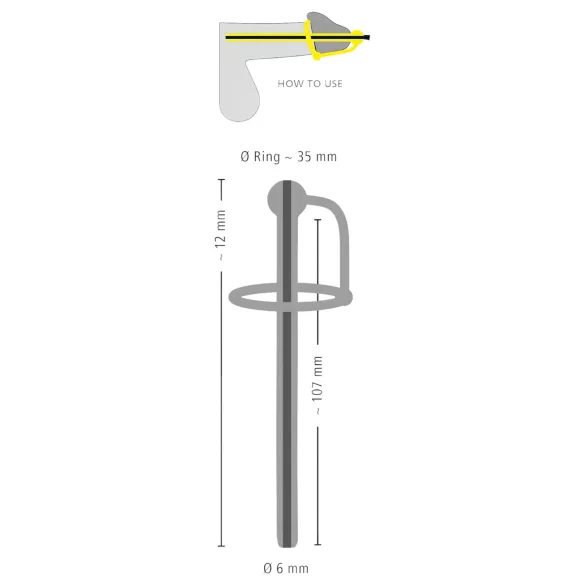 Penisplug - penisring med silikon - ihålig dilator - svart