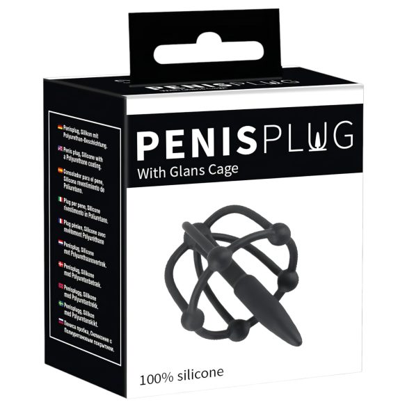 Penisplugg – silikon glansbur med dilator (svart)