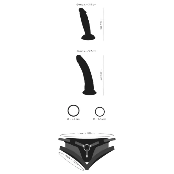 You2Toys - strap-on set - dubbeldildo kit - svart