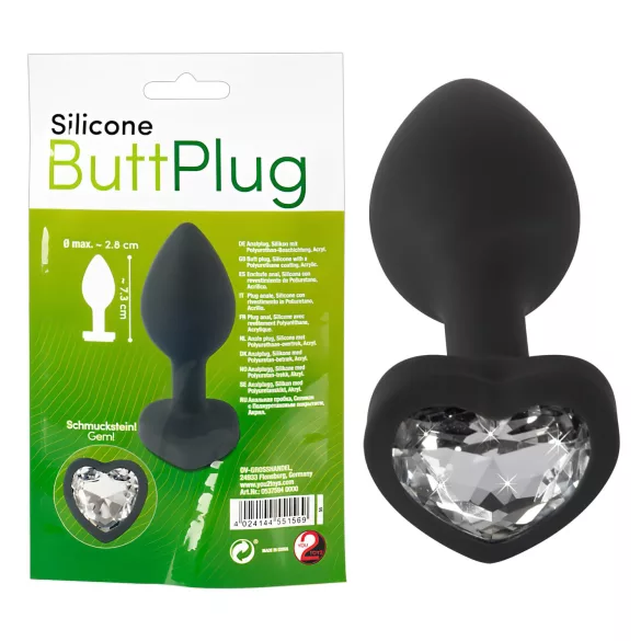 You2Toys - analplugg med vit sten - svart