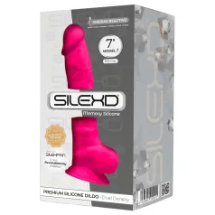 Silexd 7 - dildo med sugpropp och pung - 17,5cm - rosa