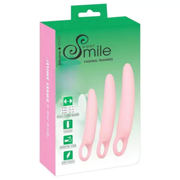 SMILE - vaginaltränare set - 3 delar - silikon - rosa