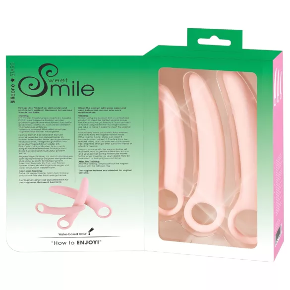 SMILE - vaginaltränare set - 3 delar - silikon - rosa
