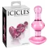 Icicles No. 75 - analplugg hjärtformad - glas - rosa