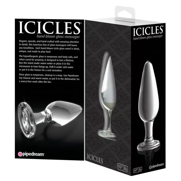 Icicles nr 26 - konisk analplugg i glas (transparent)