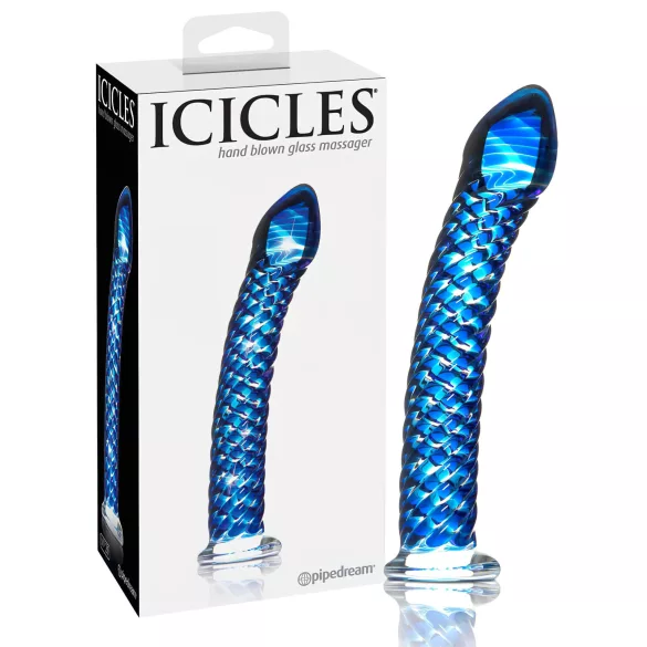 Icicles No. 29 - spiral dildo - glas - blå