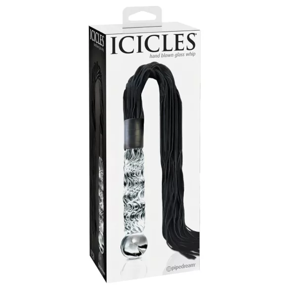 Icicles No. 38 - piska i läder och dildo i glas - transparent/svart