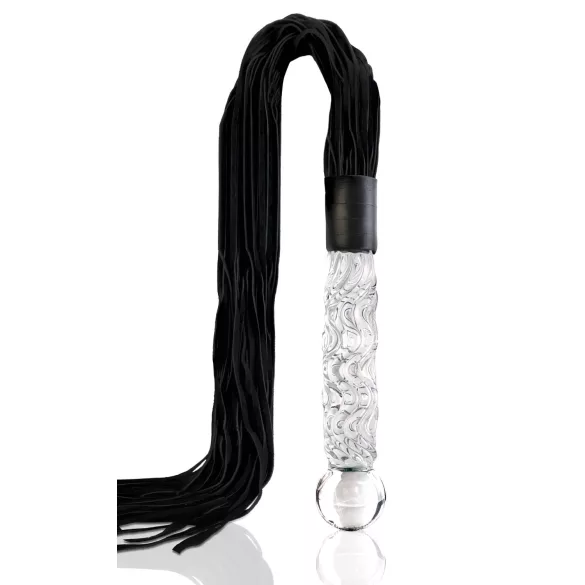 Icicles No. 38 - piska i läder och dildo i glas - transparent/svart
