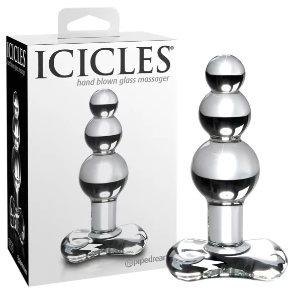 Icicles No. 47 - analplugg med tre kulor - glas - transparent