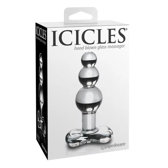 Icicles No. 47 - analplugg med tre kulor - glas - transparent