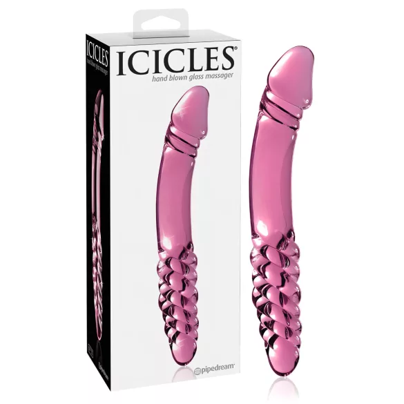 Icicles No. 57 - dubbeldildo med penisform - glas - rosa