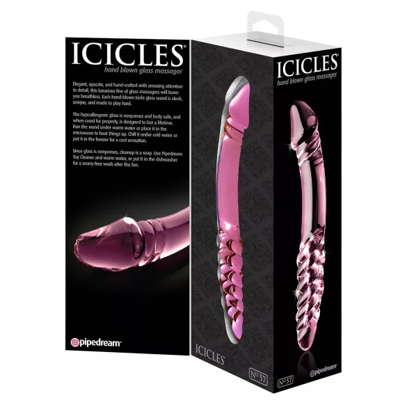 Icicles No. 57 - dubbeldildo med penisform - glas - rosa