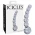Icicles No. 66 - glasdildo böjd med kulor - transparent