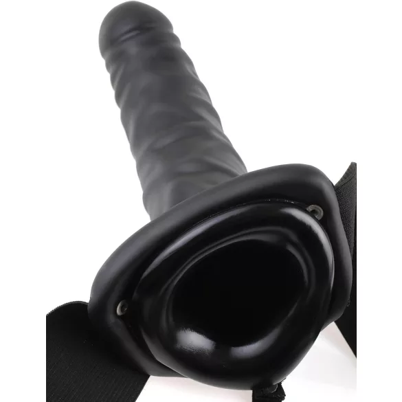 Pipedream Fetish Strap-On 8 - påspänningsbar, ihålig vibrator (svart)