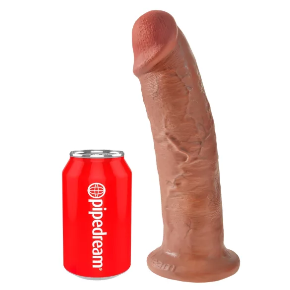 King Cock 10 - stor dildo med sugpropp (25 cm) - mörk naturfärg