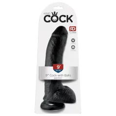 King Cock - dildo med pung och sugpropp 23 cm - svart