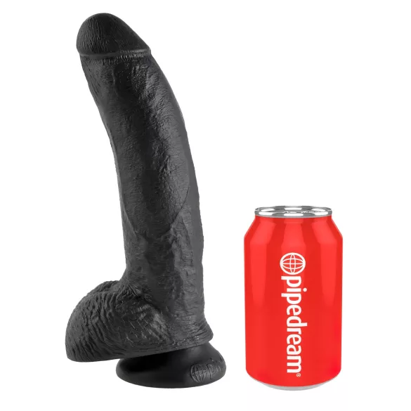 King Cock - dildo med pung och sugpropp 23 cm - svart