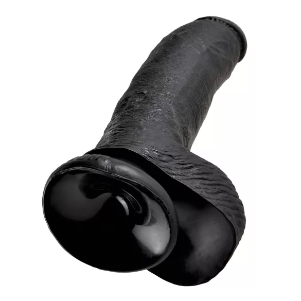 King Cock - dildo med pung och sugpropp 23 cm - svart