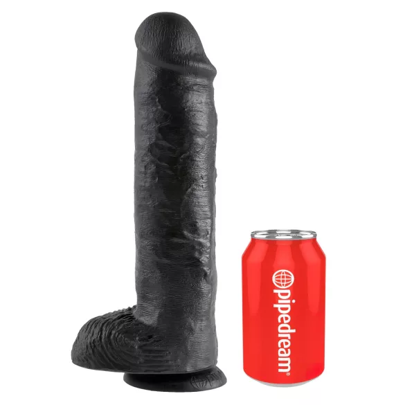King Cock 11 - dildo med sugkopp och pung - svart 28cm