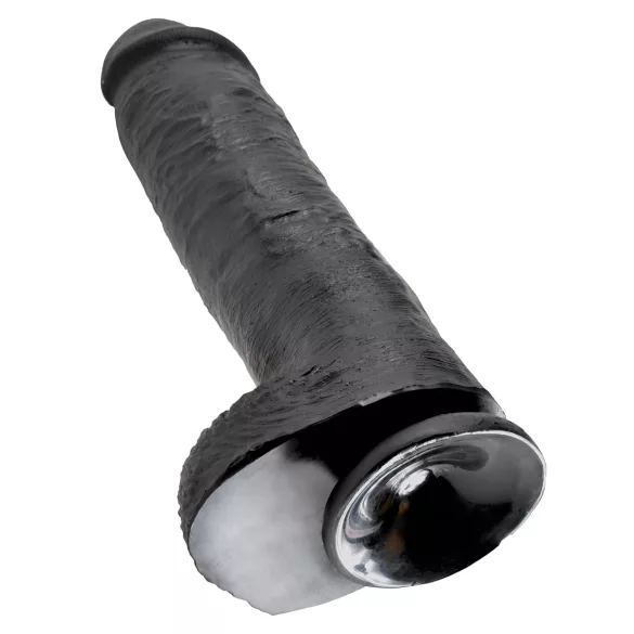 King Cock 11 - dildo med sugkopp och pung - svart 28cm