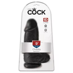 King Cock - dildo med sugkopp och pung - svart - 23cm